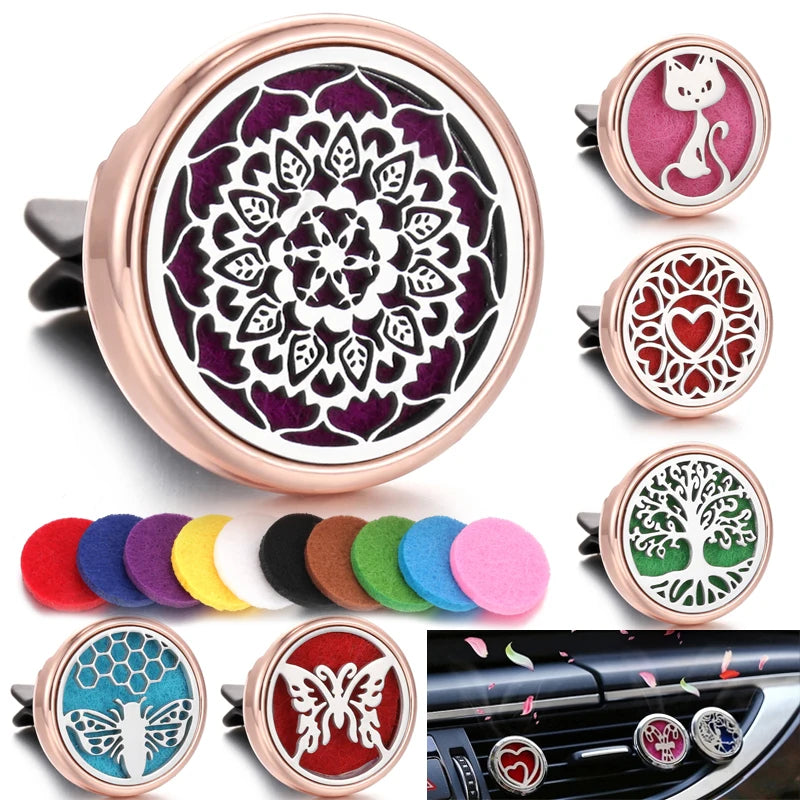 Refillable Car Air Freshener Perfume Aroma Diffuser Clip Auto Vent Essential Oil Aromatherapy Locket Interior Accessories
